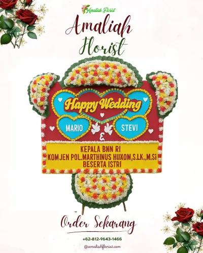 Karangan Papan Bunga Pernikahan di Langgen